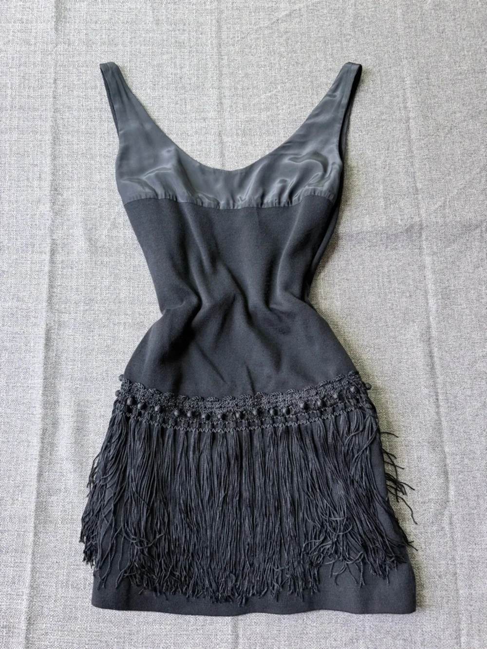 Vintage Marc Bouwer II Black Wool Dress with Gold Embroidered Logo - Picture 6 of 10
